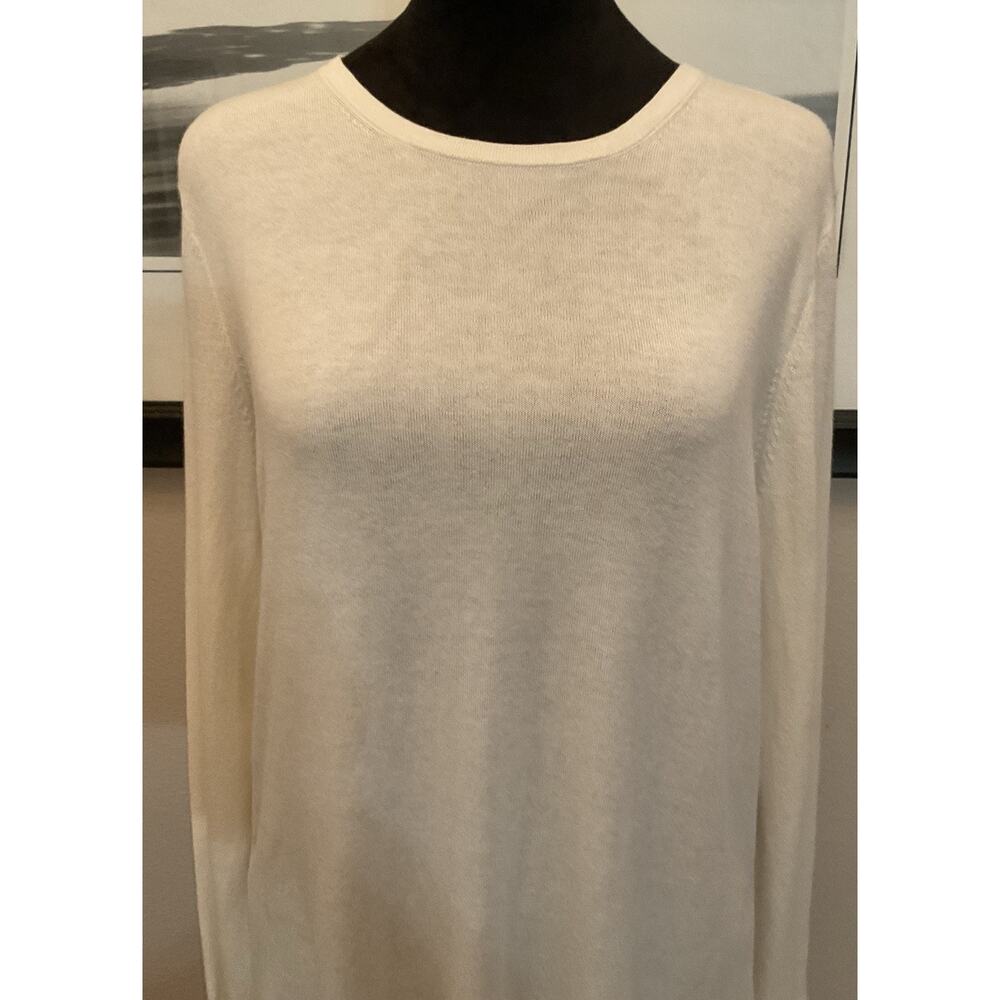 J McLaughlin Cashmere Blend Sweater Ivory Scalloped Hem Size Large New With Tags - Picture 4 of 8